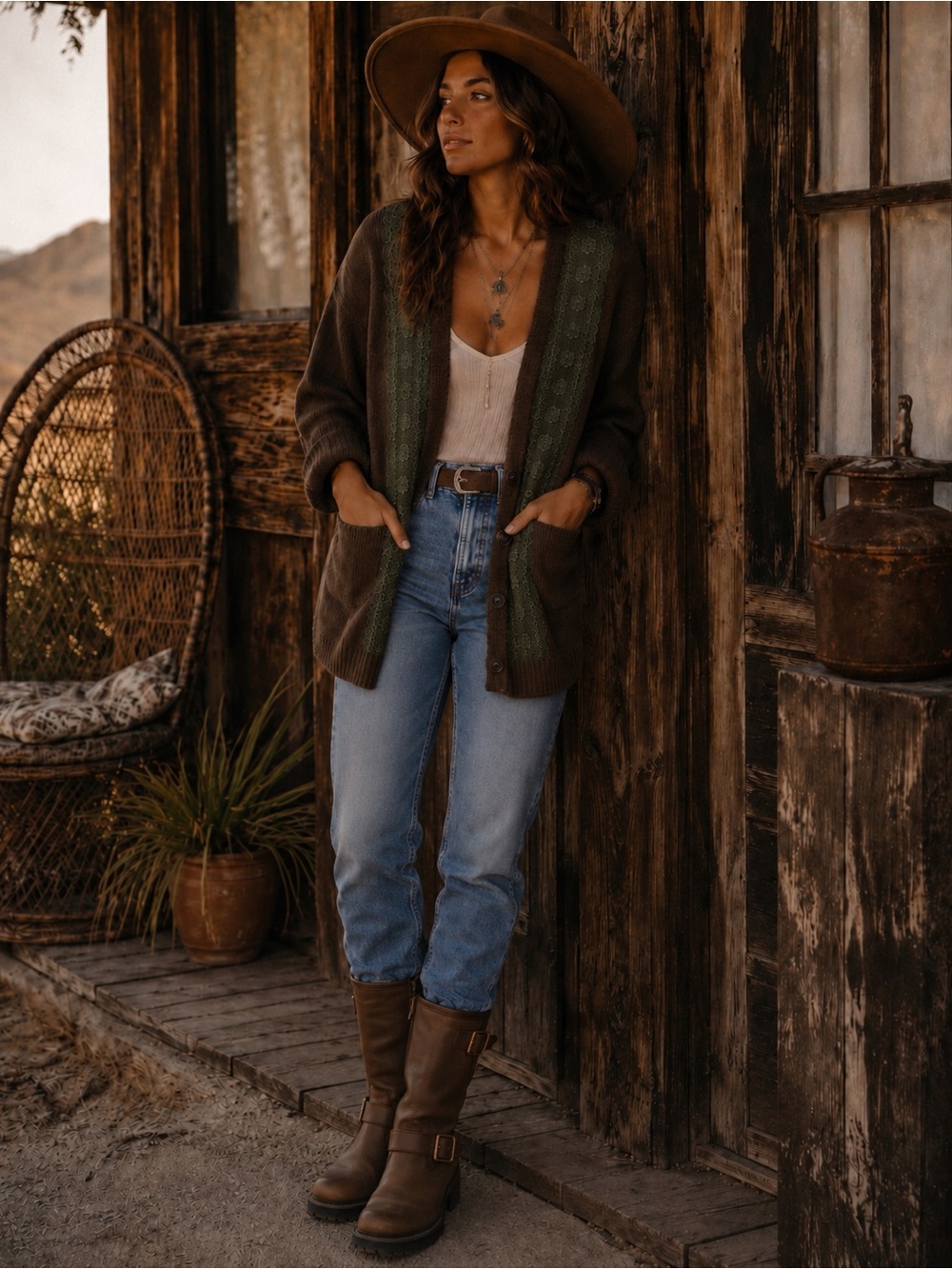 POL Olive Green Knit Cardigan